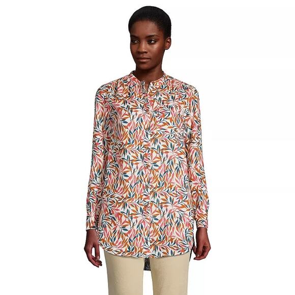Lands' End Tops - Lands End Linen A-Line Long Sleeve Tunic Top‎ Floral